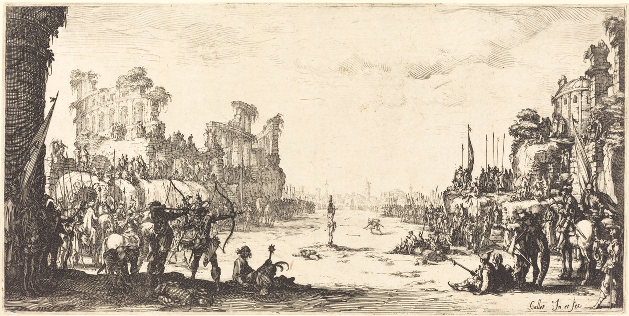 Das Pfeilwunder (Heiliger Sebastian) von Jacques Callot