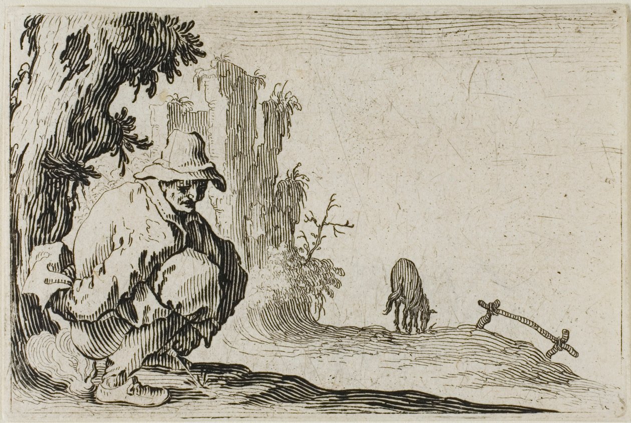 Der hockende Bauer, aus Die Launen von Jacques Callot