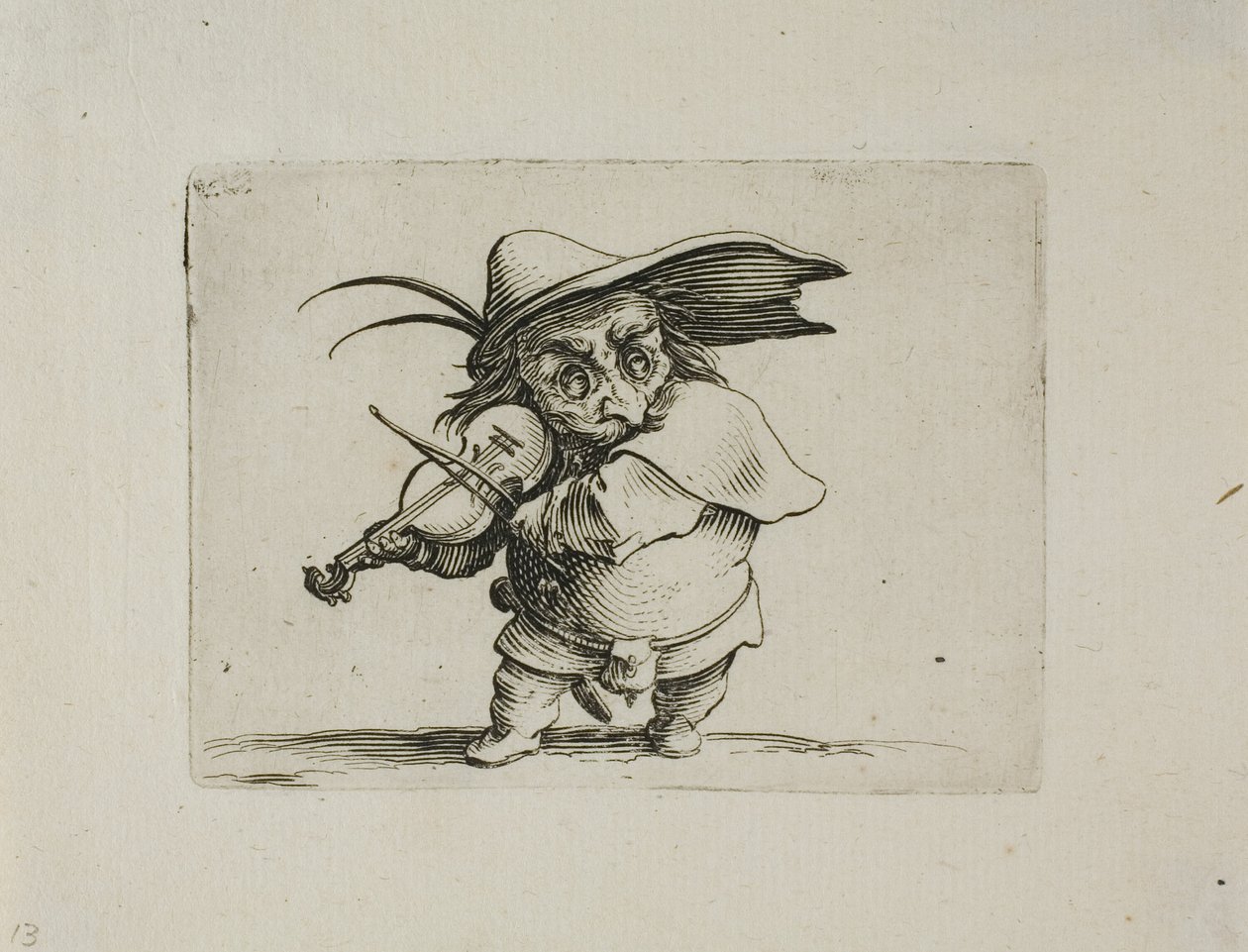 Der Geigenspieler, aus Varie Figure Gobbi von Jacques Callot