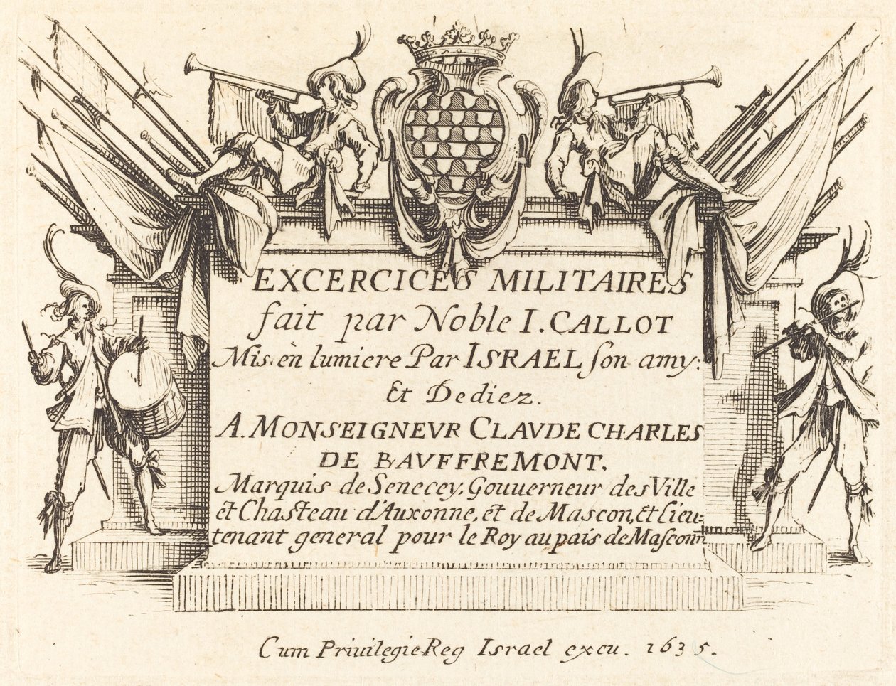 Titelseite für "Die Militärübungen" von Jacques Callot
