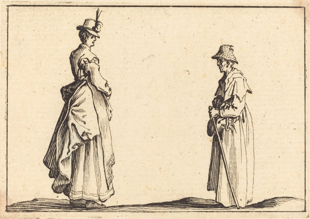 Zwei Frauen im Profil, ca. 1617 von Jacques Callot