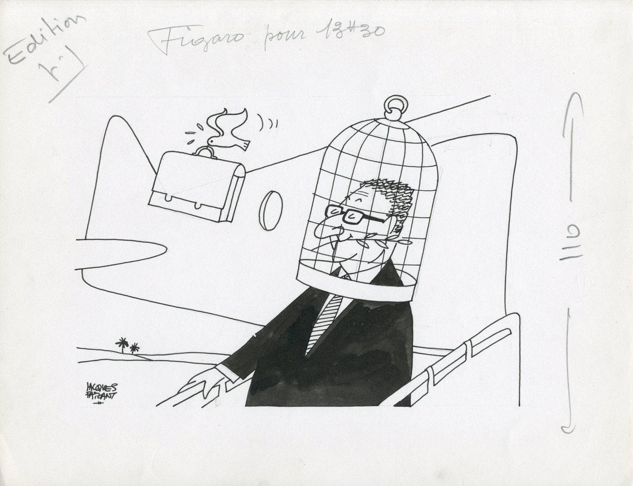 Le Figaro, Satirisch in N & B von Jacques Faizant
