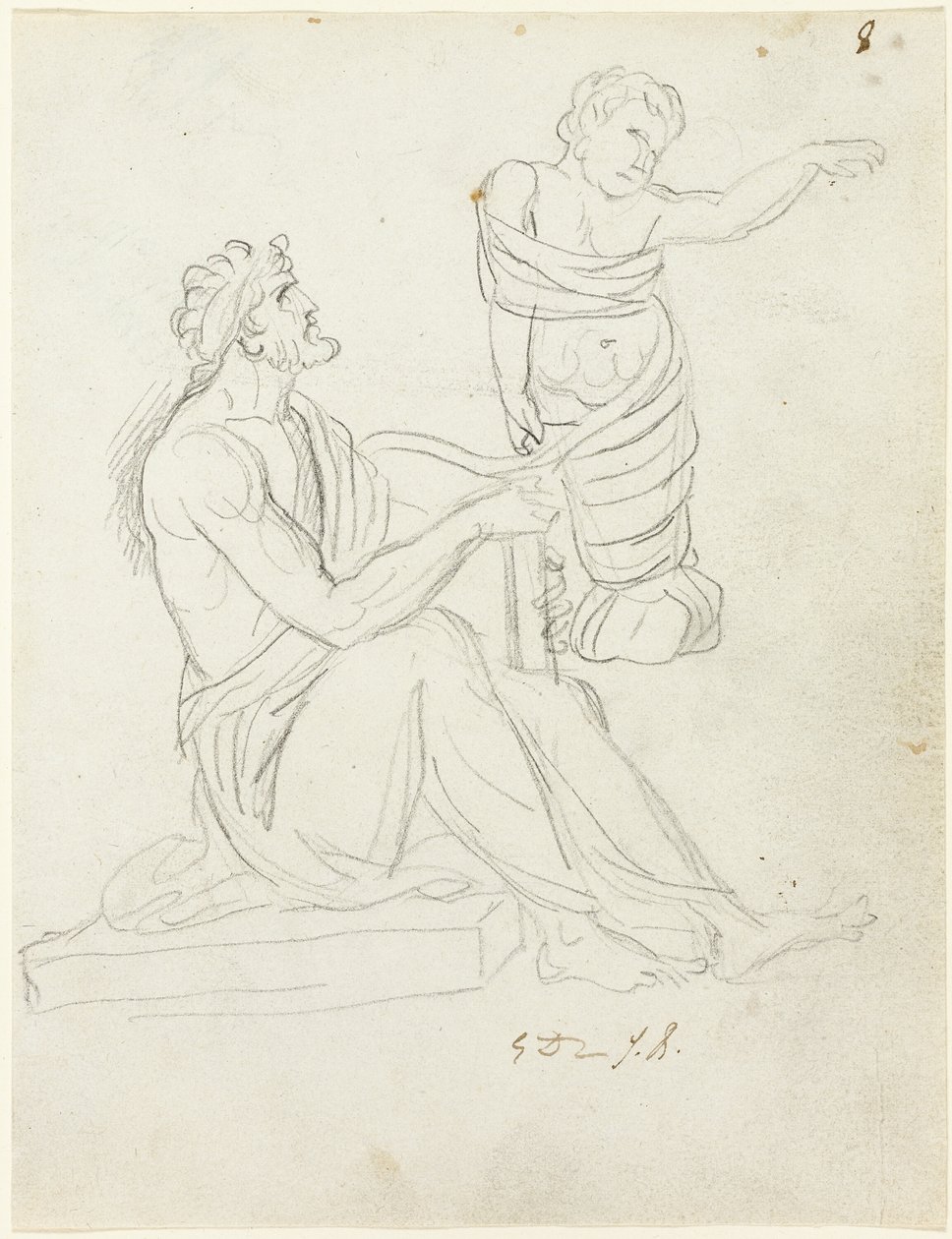 Sitzender Mann und eingewickeltes Baby von Jacques Louis David