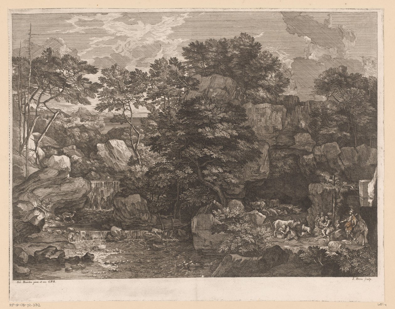 Flusslandschaft mit Schäfern von Jacques Prou