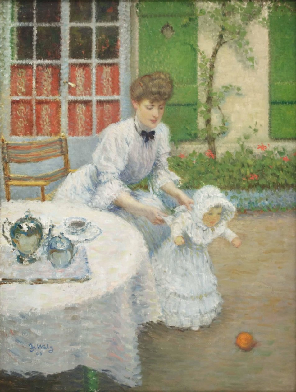 Jacques Wely Mutter mit ballspielendem Mädchen 1906 von Jacques Wely