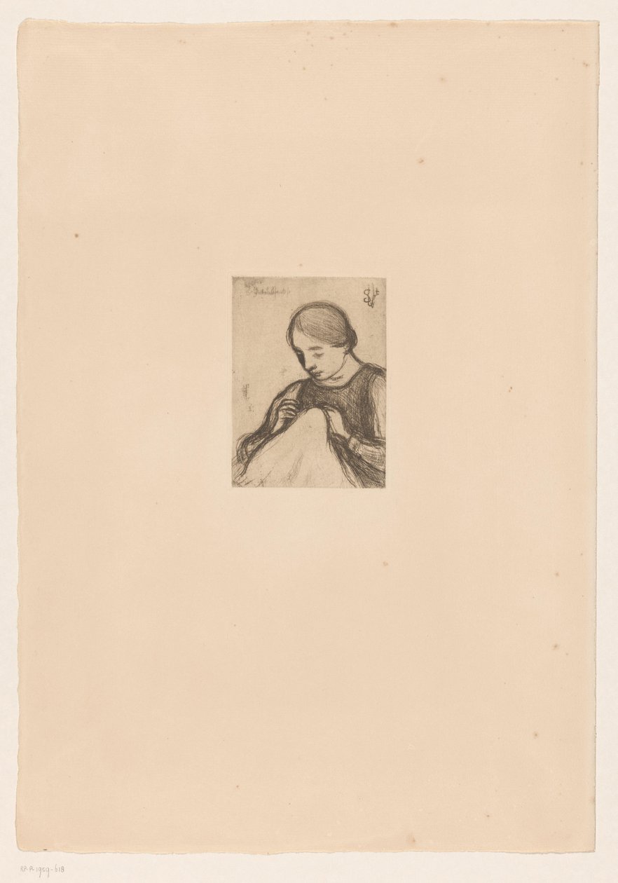 Porträt von Malvina Dedeyn mit Handarbeit von Jakob Smits