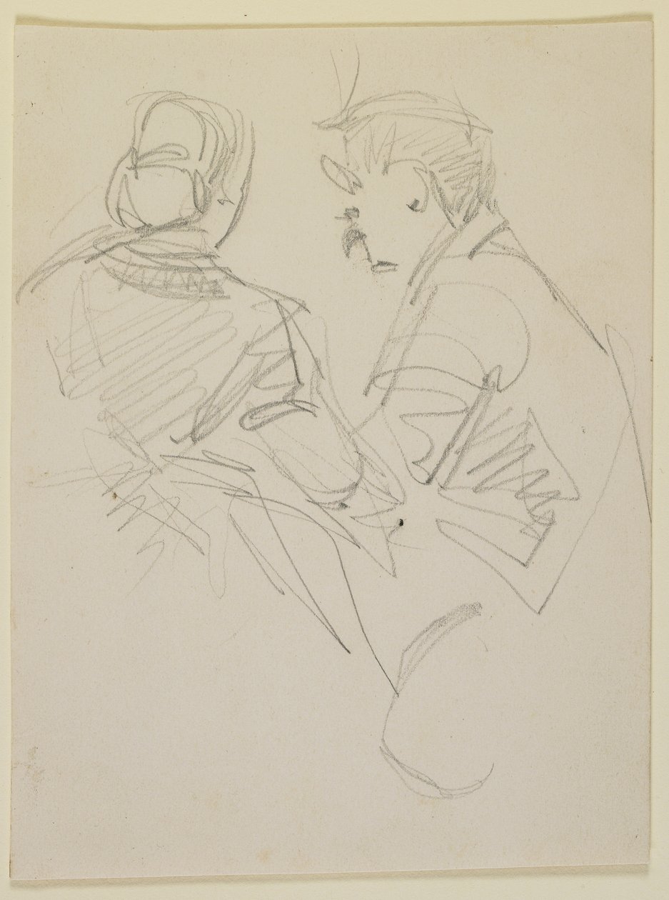 Zwei Figuren, 1858 (Bleistift auf beigem Velinpapier) von James Abbott McNeill Whistler