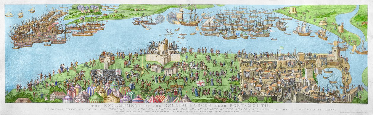 Das Lager der englischen Truppen in der Nähe von Portsmouth während der Schlacht von Solent, 1778 (Stich) von James Basire