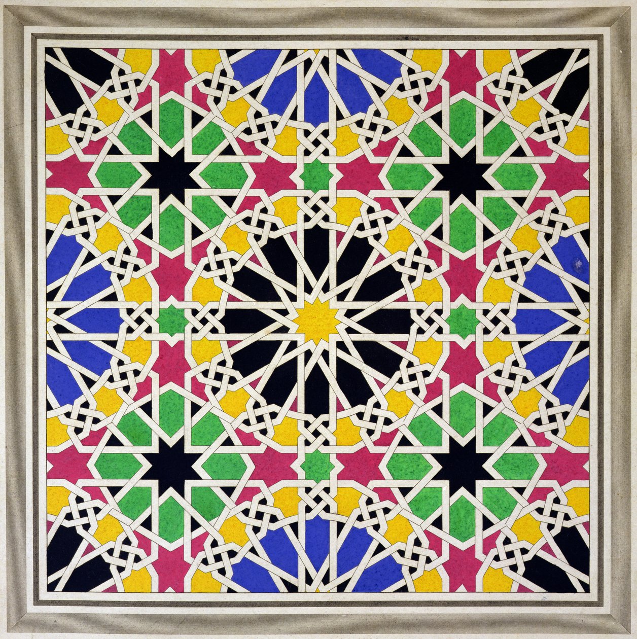 Mosaikornament an der Südseite des Löwenhofs, Alhambra, aus 