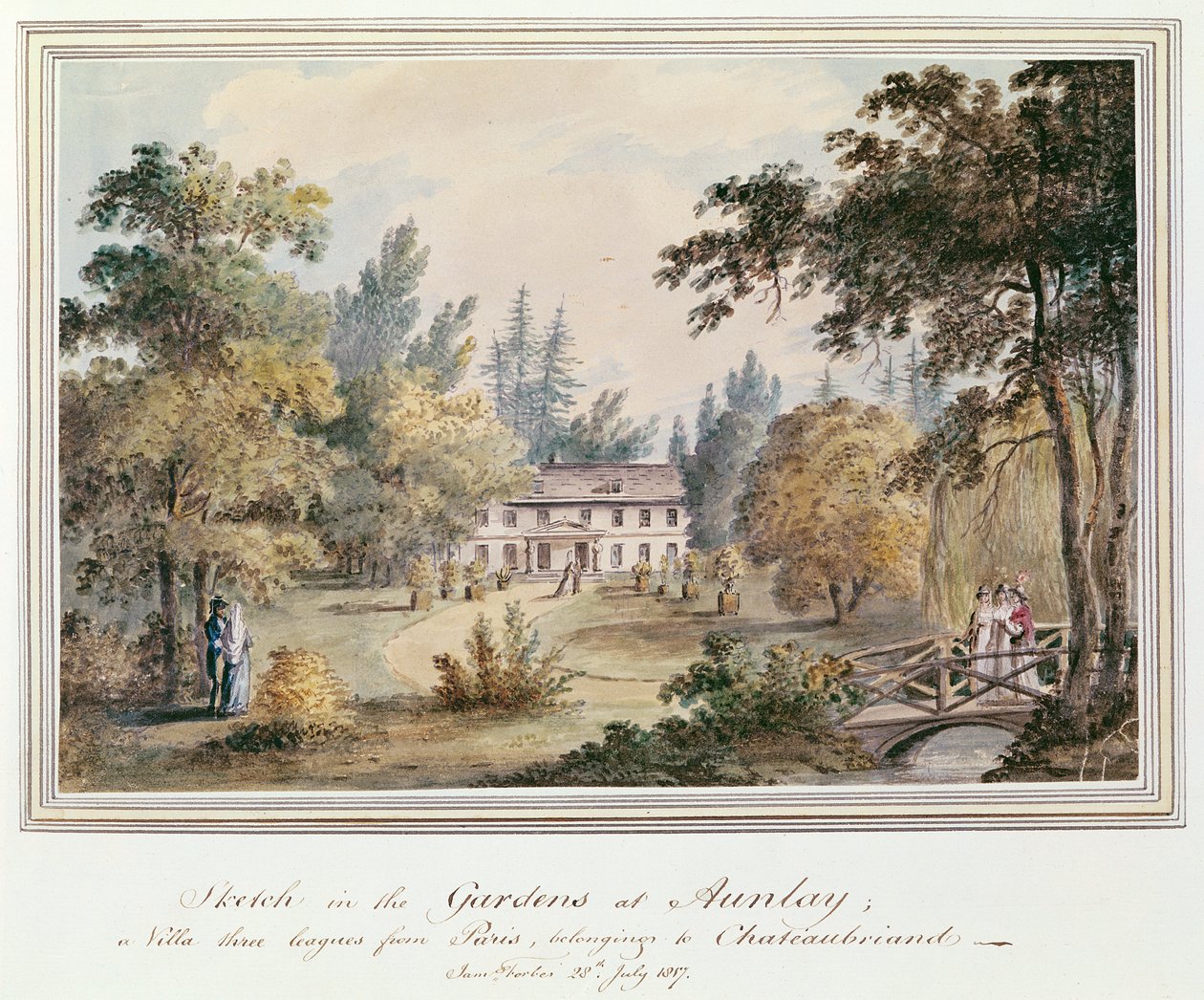 Skizze in den Gärten von Aulnay, 1817 von James Forbes