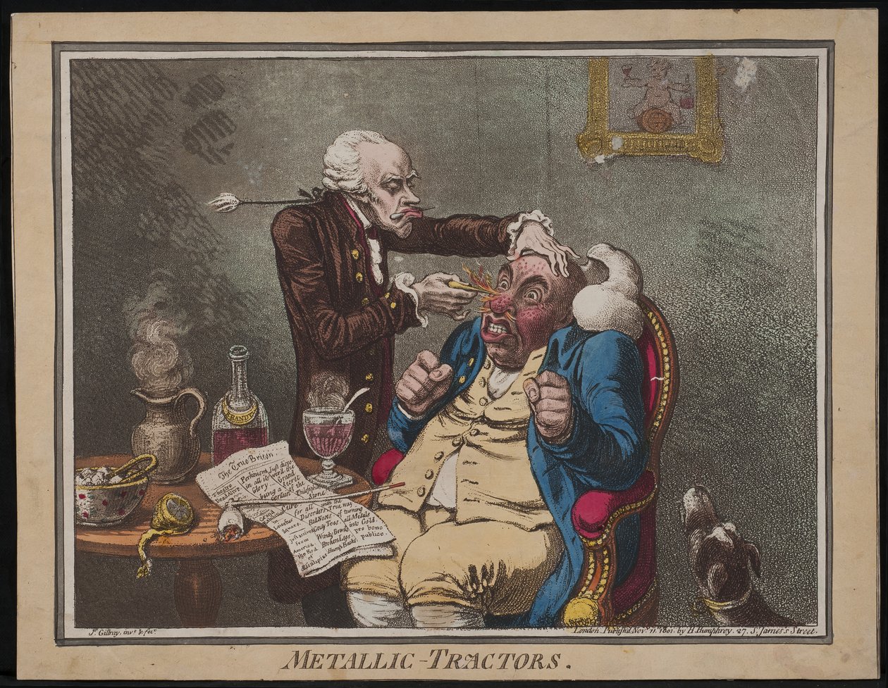 Metallische Traktoren, 1801 von James Gillray