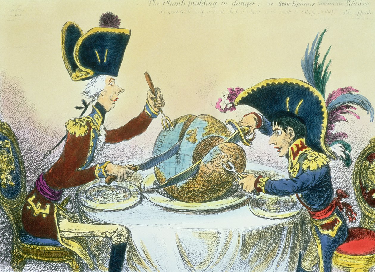 Der Pflaumenpudding in Gefahr, 1805 (Farbstich) von James Gillray