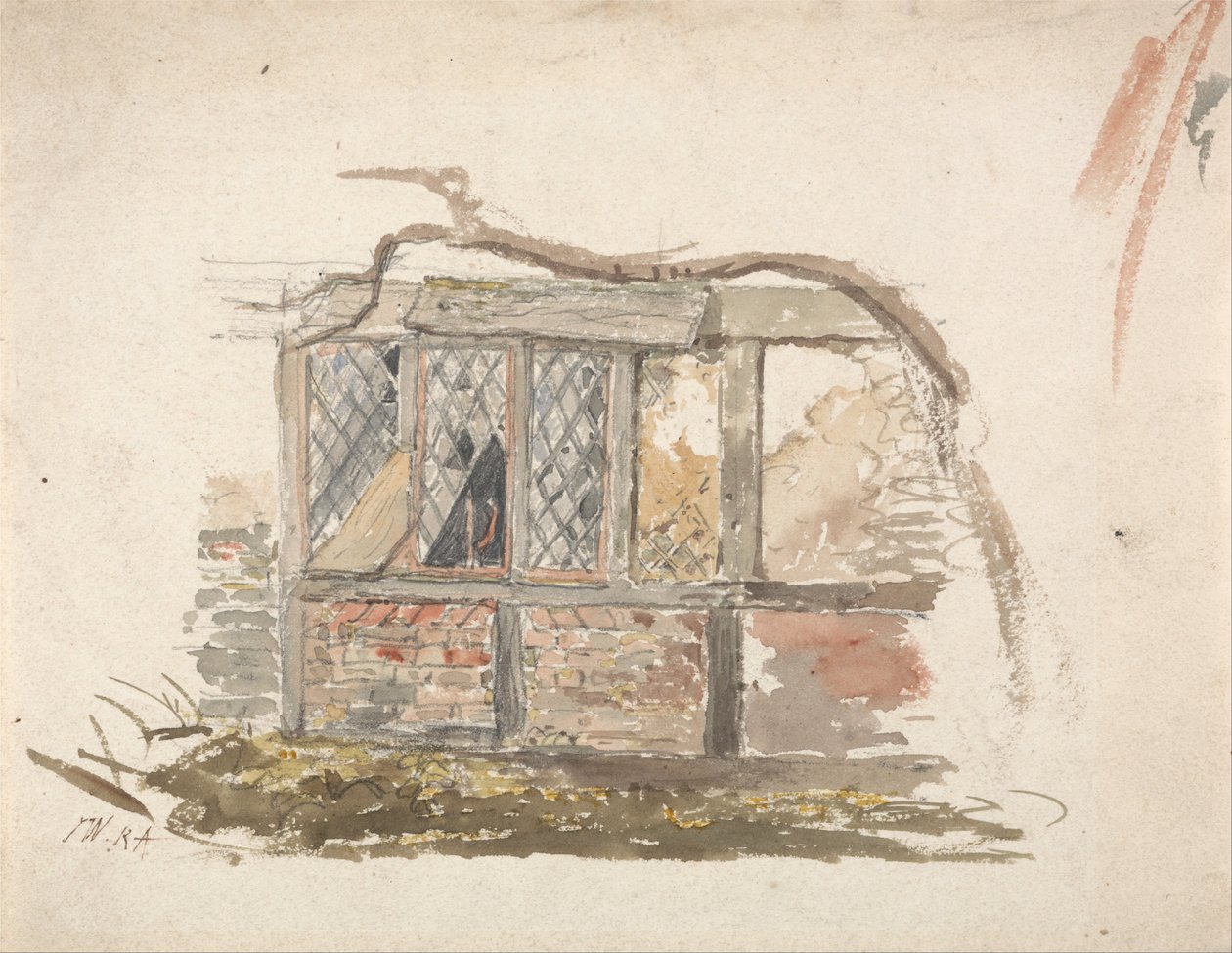 Eine Hütte mit Wand und Fenster von James Ward