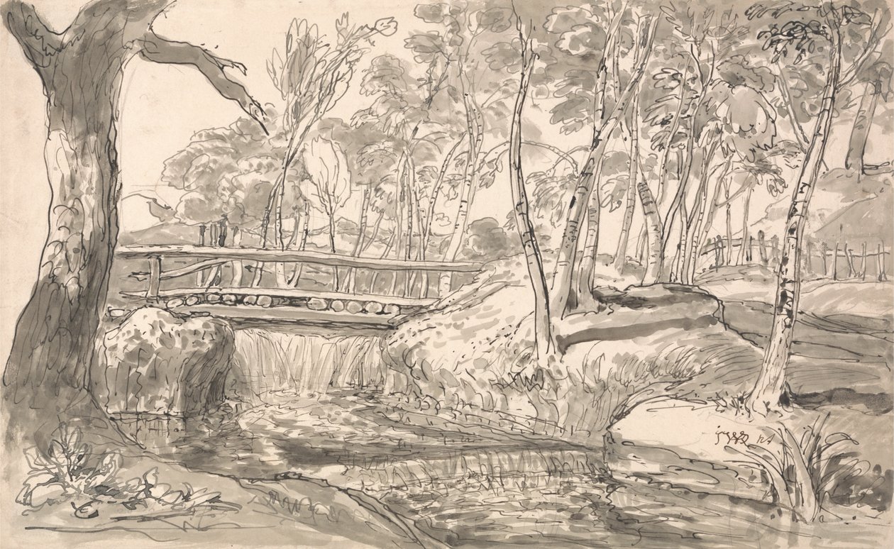 Flusslandschaft mit Wasserfall von James Ward