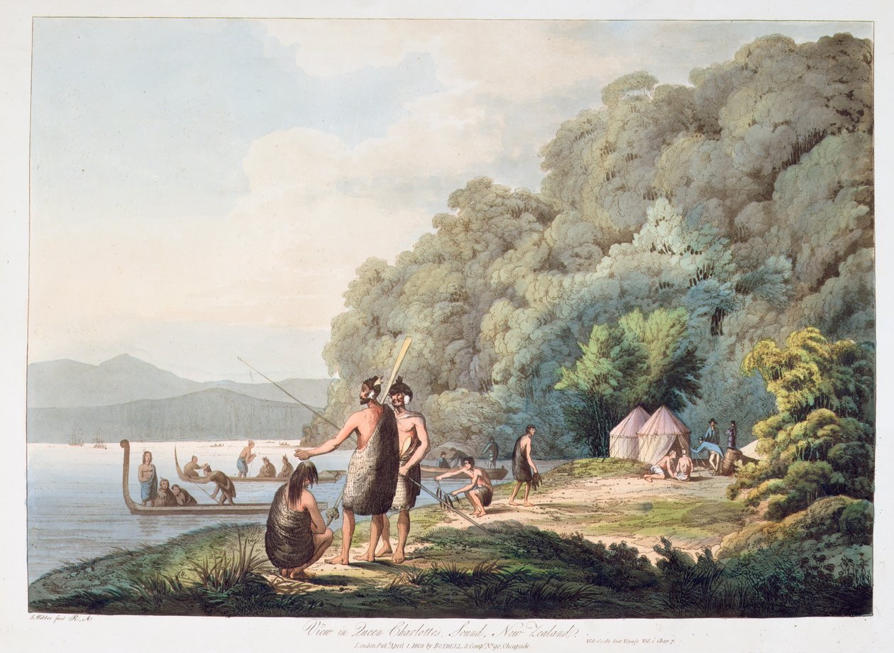 Ansicht von Queen Charlottes Sound, Neuseeland, aus Views in the South Seas, 1809 von James Webber