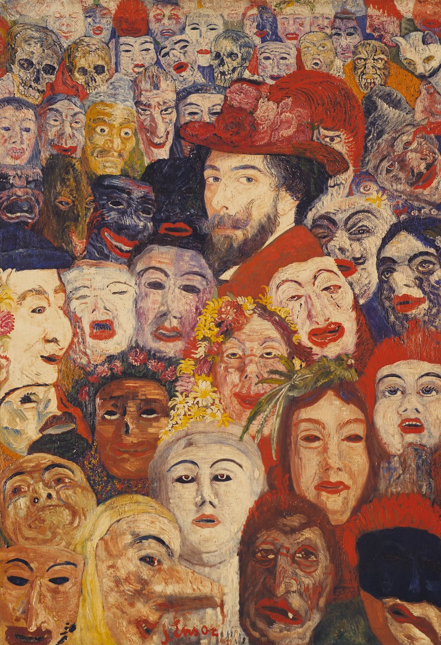 Mein Porträt umgeben von Masken von James Ensor