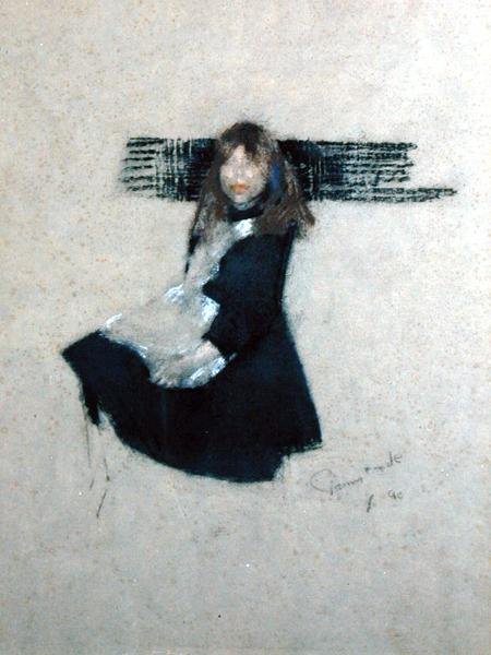 Kleines Mädchen in Schwarz von James Ferrier Pryde