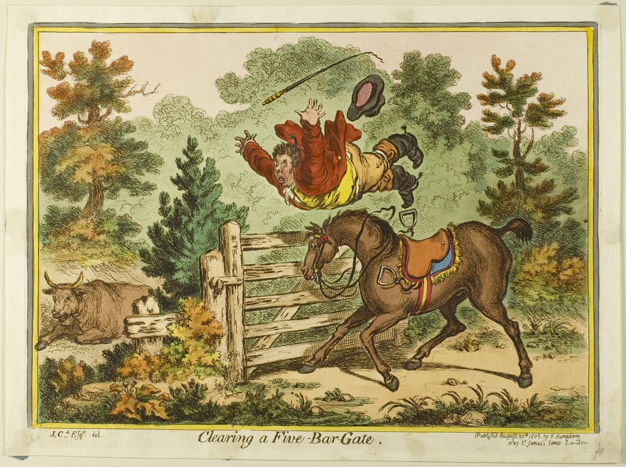 Ein Fünf-Balken-Tor überwinden von James Gillray