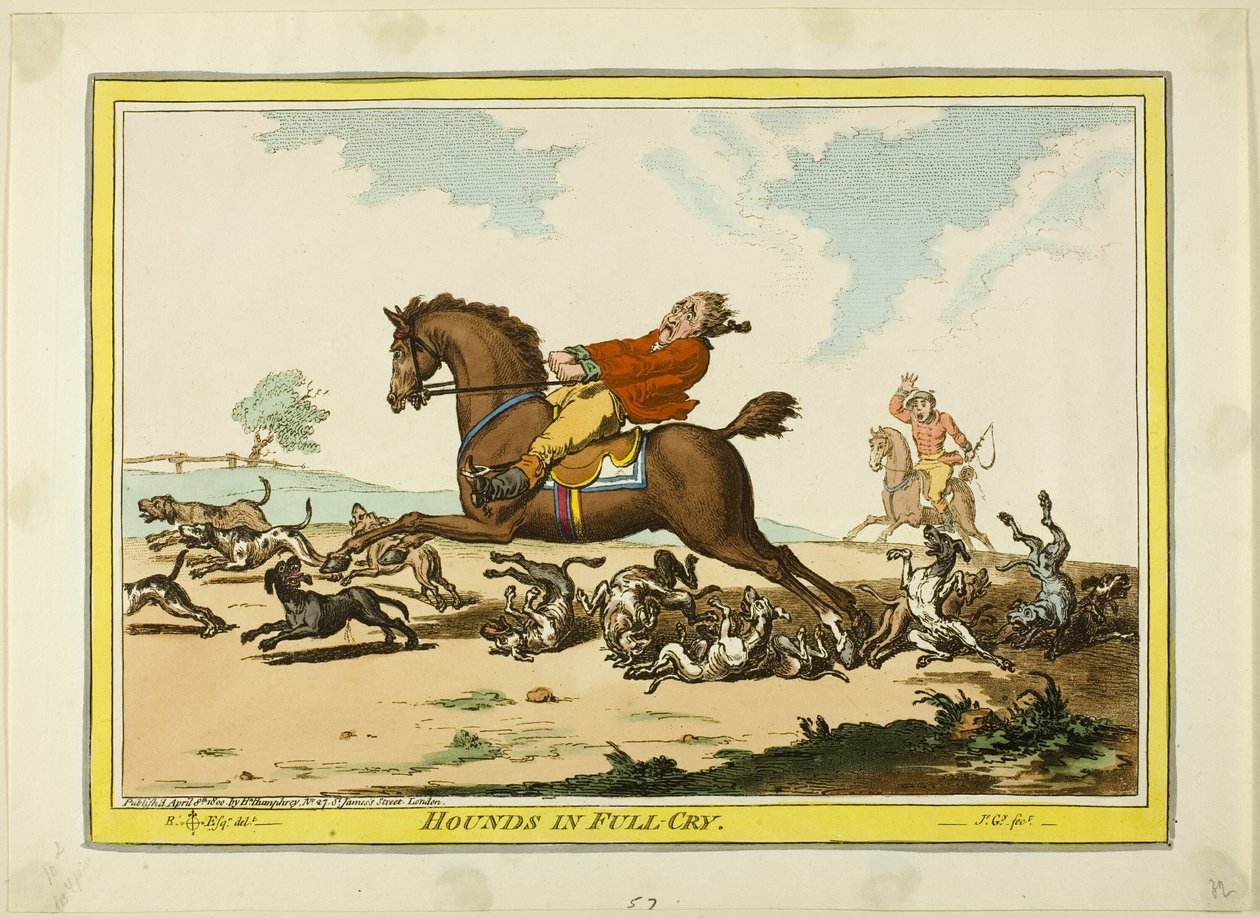 Hunde in voller Jagd von James Gillray