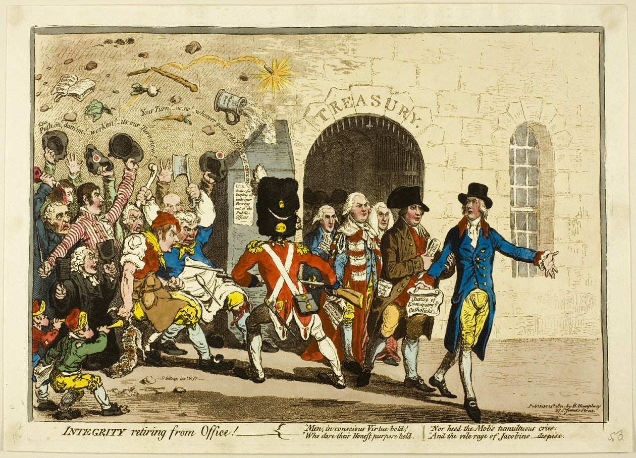 Integrität zieht sich aus dem Amt zurück von James Gillray
