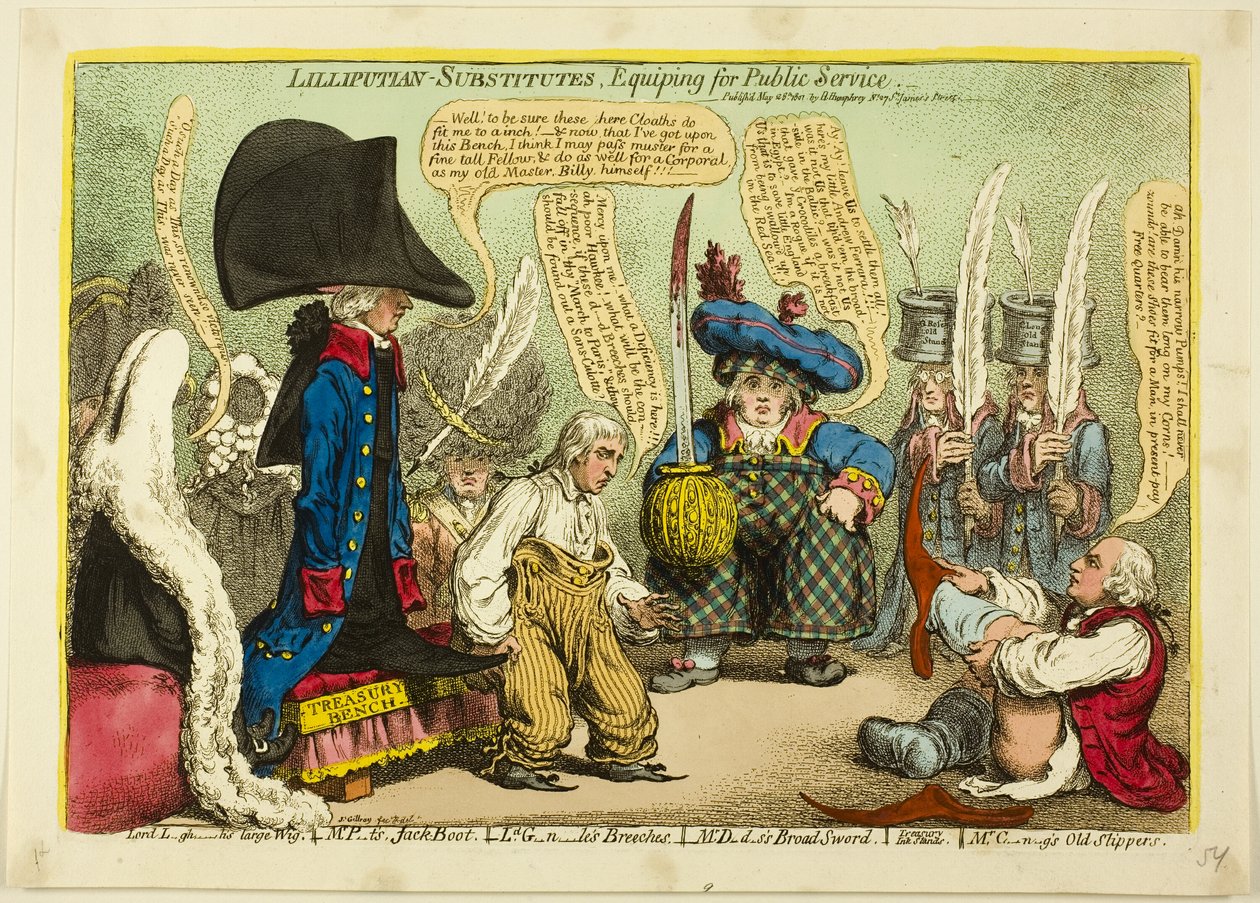 Liliputaner-Ersatz, Ausrüstung für den öffentlichen Dienst von James Gillray
