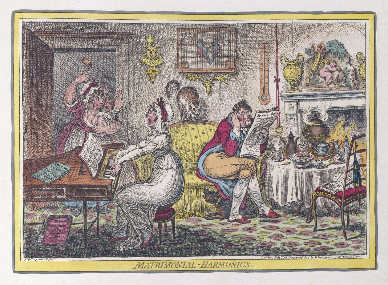 Matrimoniale Harmonien, veröffentlicht 1805 von James Gillray