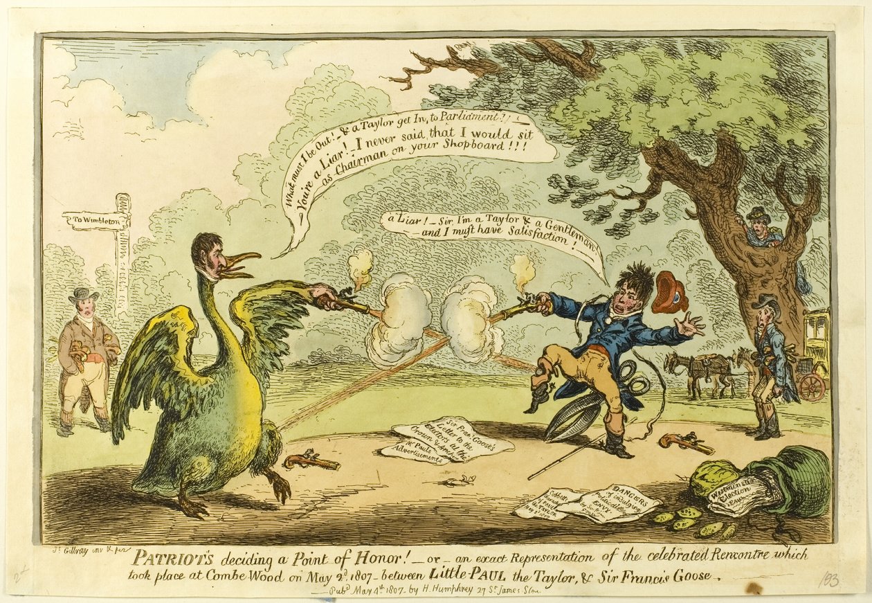 Patrioten - Entscheidungspunkt der Ehre! von James Gillray
