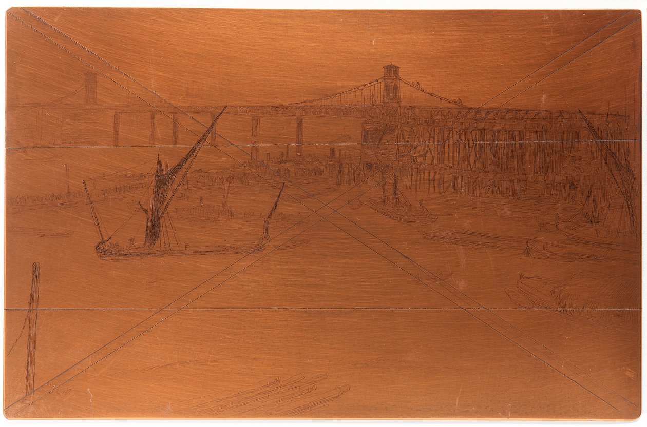 Radierplatte: Alte Hungerford-Brücke von James Abbott McNeill Whistler