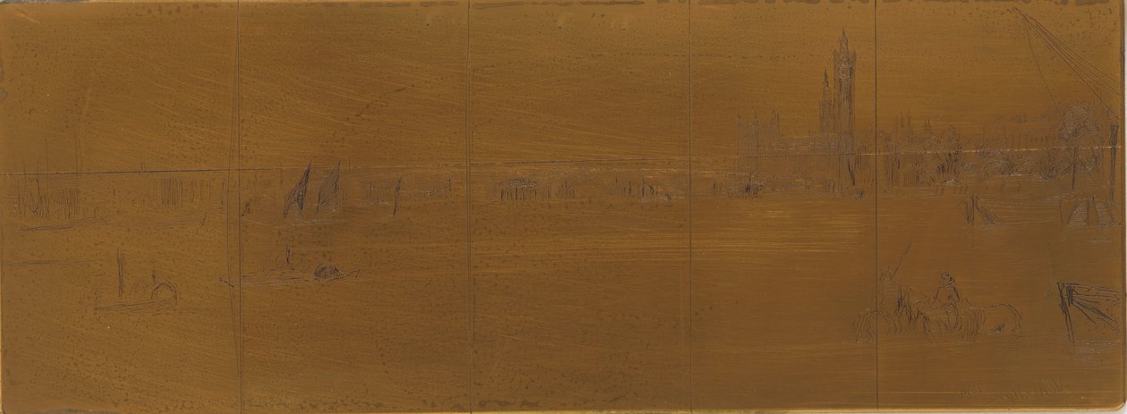 Radierplatte: Alte Westminster-Brücke von James Abbott McNeill Whistler
