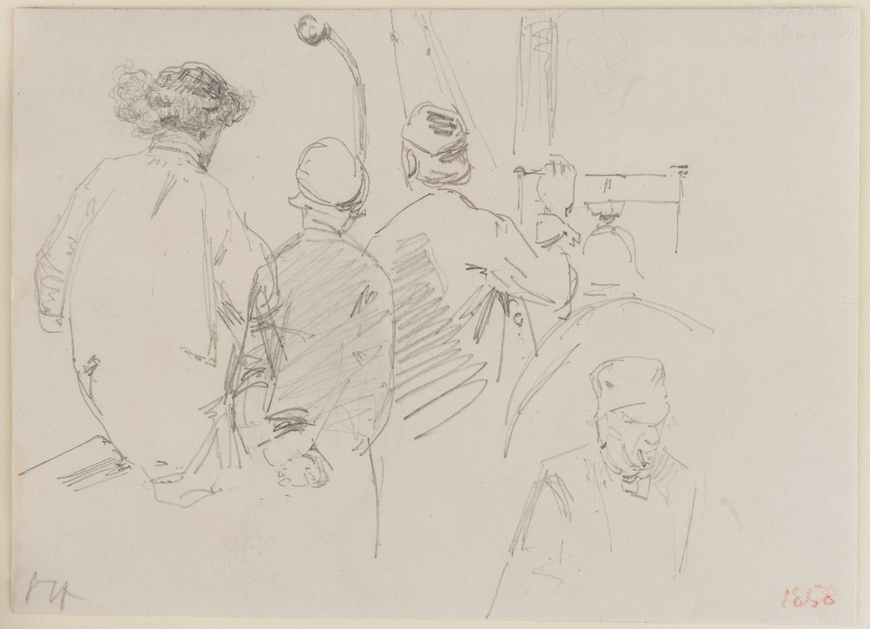 Vier Männer an Bord eines Bootes von James Abbott McNeill Whistler