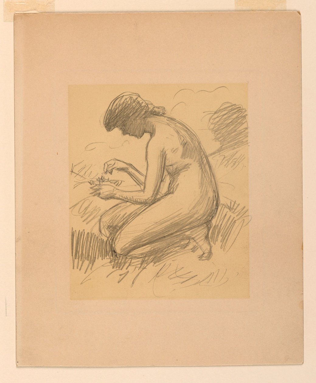Kauernder weiblicher Akt von James Wells Champney