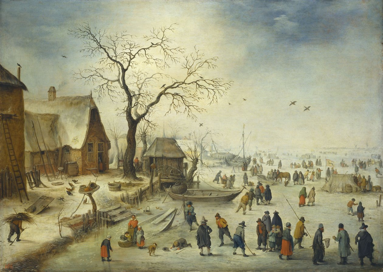 Dorfbewohner auf dem Eis von Jan Brueghel the Younger