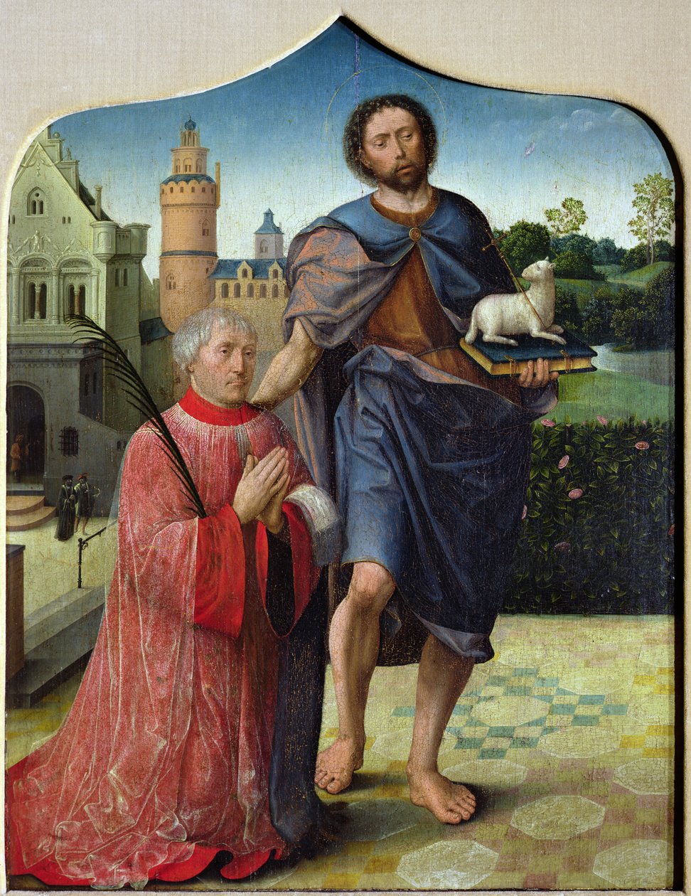 Johannes der Täufer und ein Kanoniker von Jan II Provost