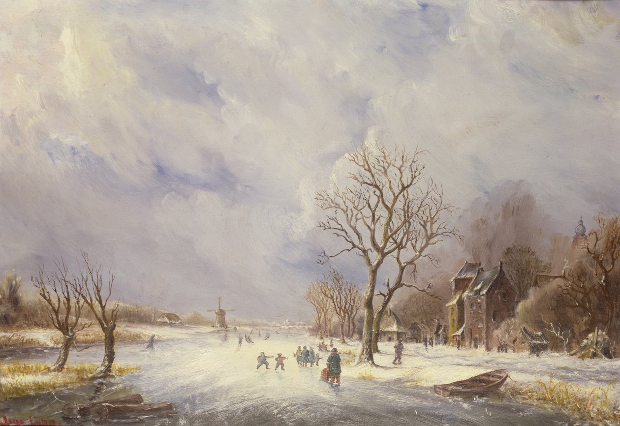 Winterkanalszene, 19. Jahrhundert von Jan Lynn