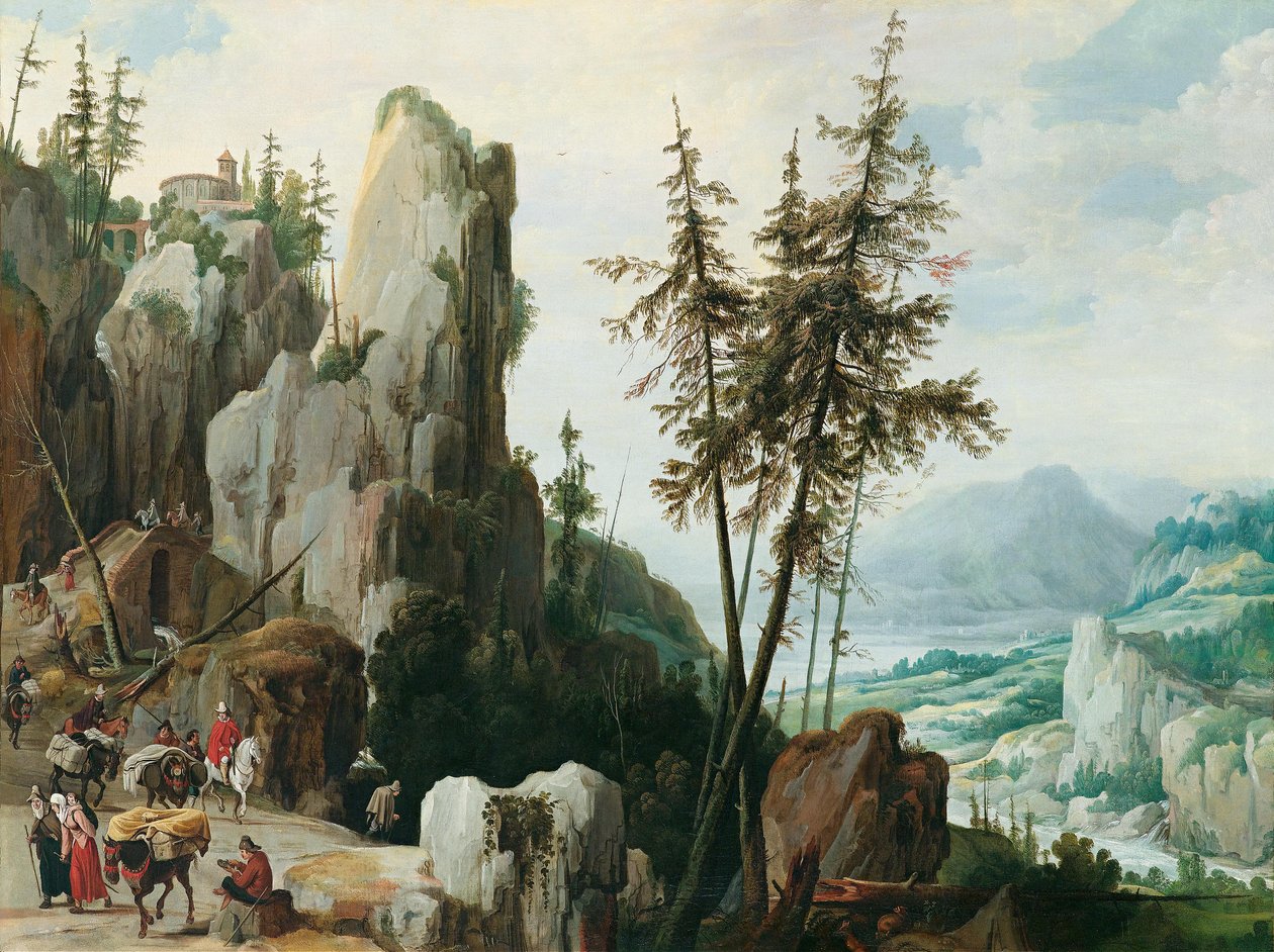 Felslandschaft mit Reisenden von Jan Tilens