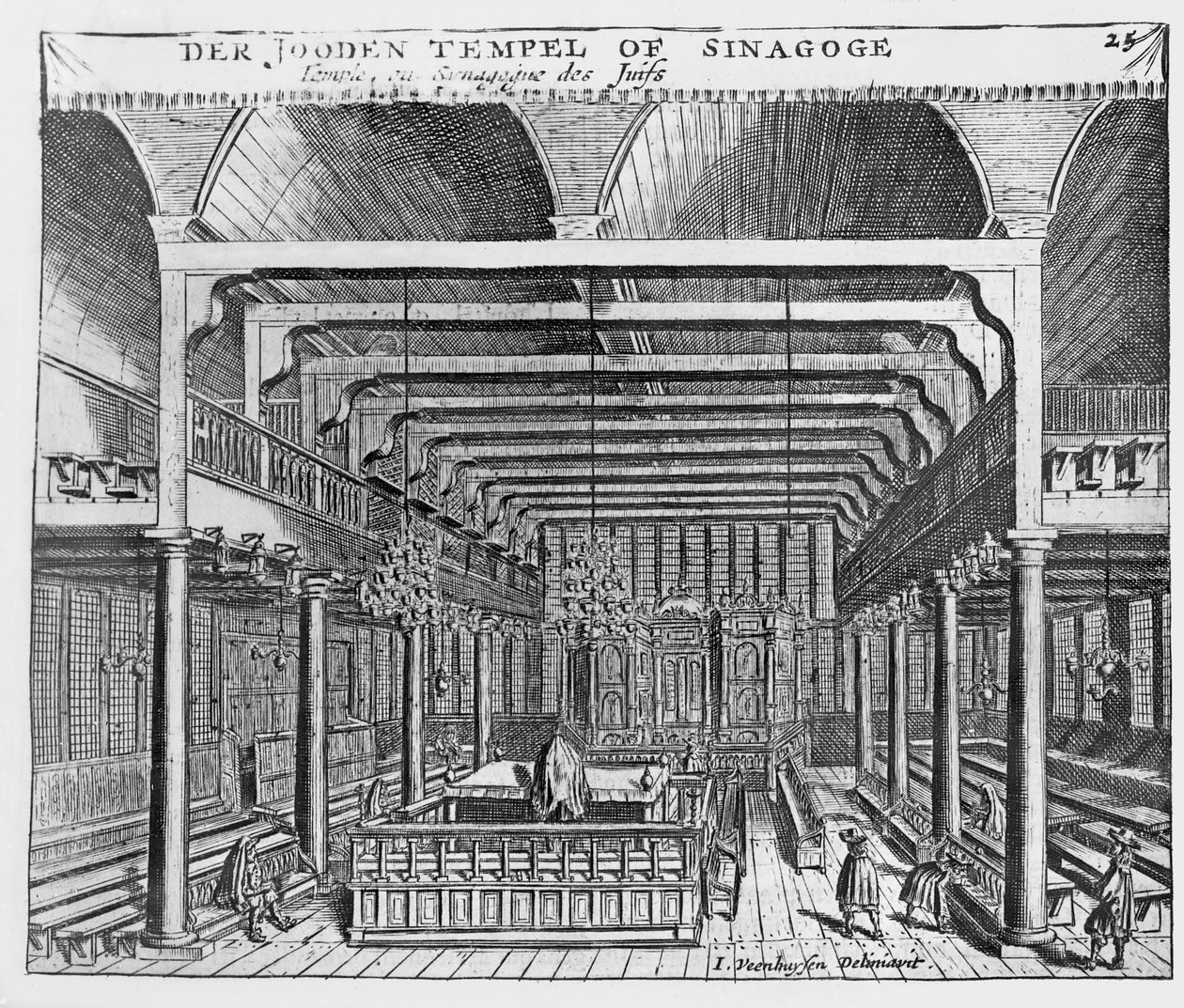 Innenraum einer jüdischen Synagoge von Jan Veenhuysen