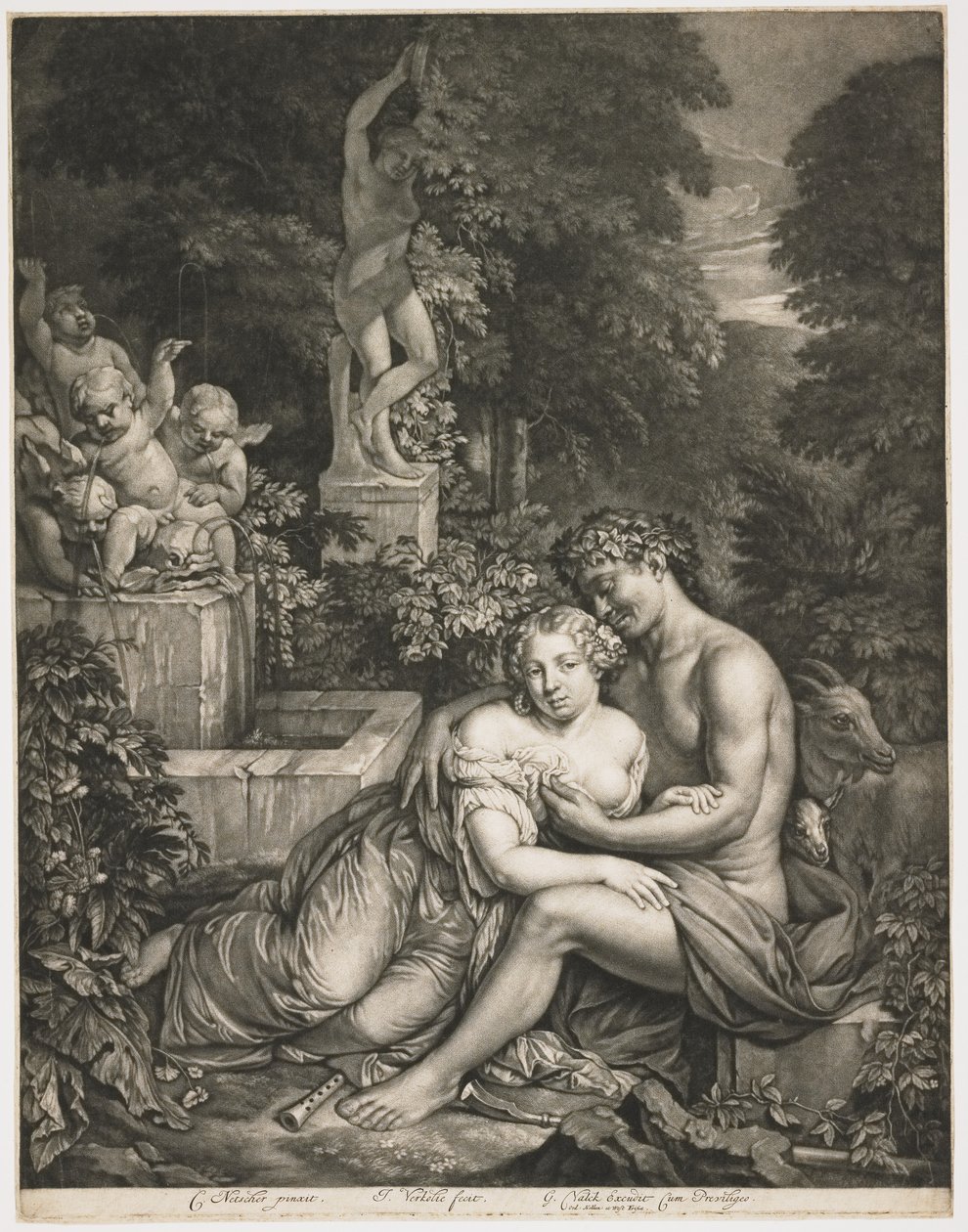Pan und Pomona, ca. 1685 von Jan Verkolje