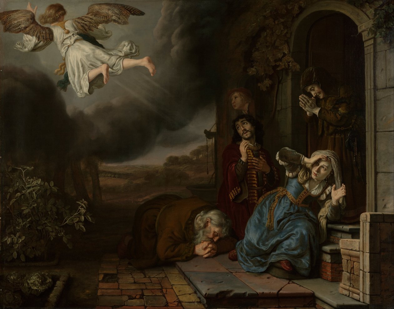 Der Engel verabschiedet sich von Tobit und seiner Familie von Jan Victors