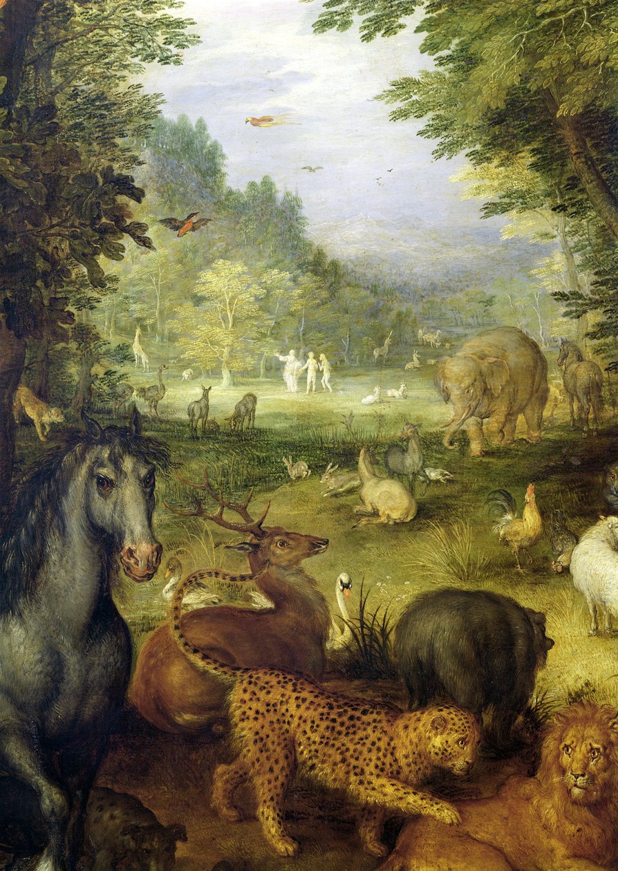 Erde, oder Das irdische Paradies, Detail von Tieren, 1607-08 von Jan the Elder Brueghel