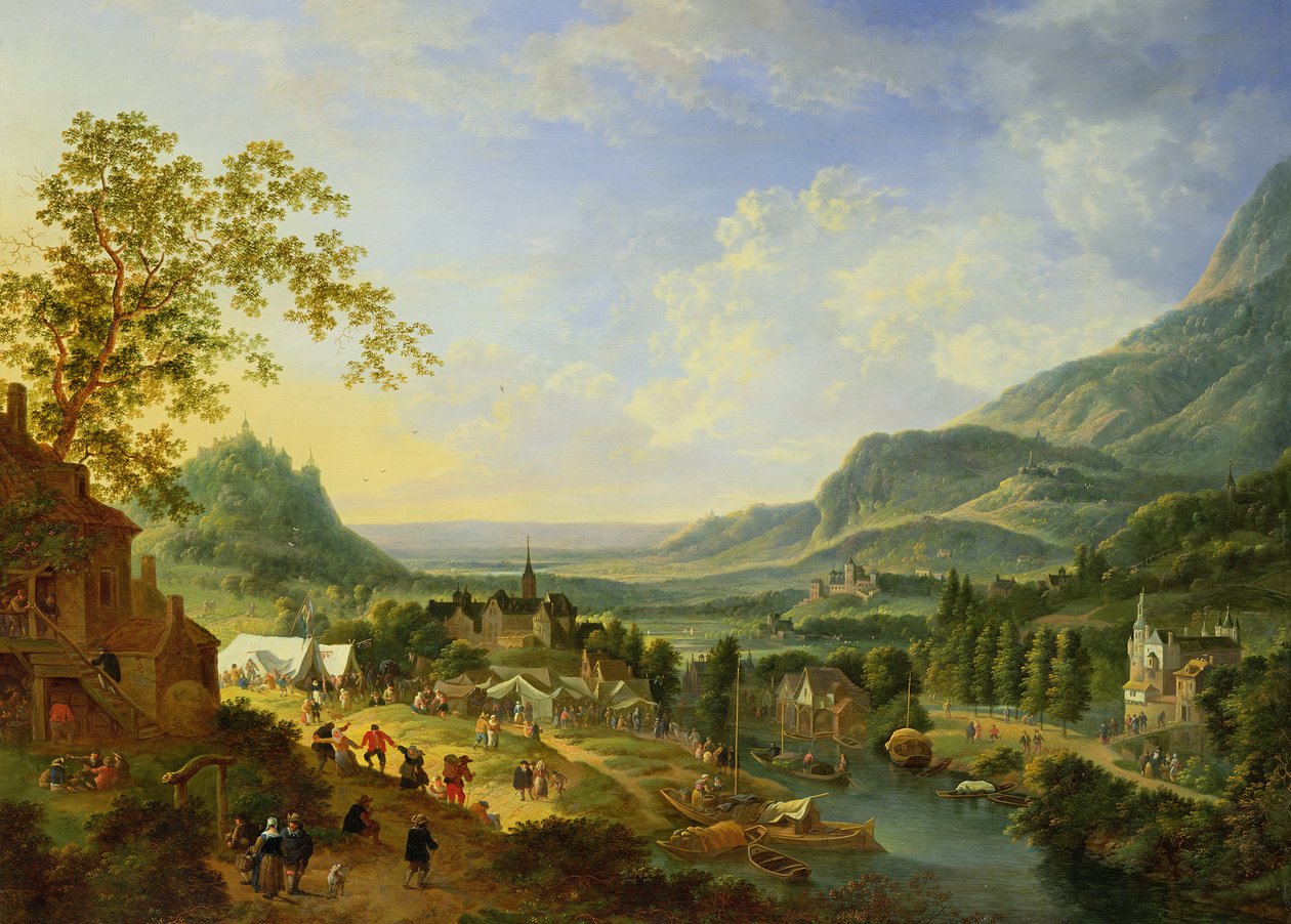 Ein Dorffest im Rheintal von Jan the Elder Griffier