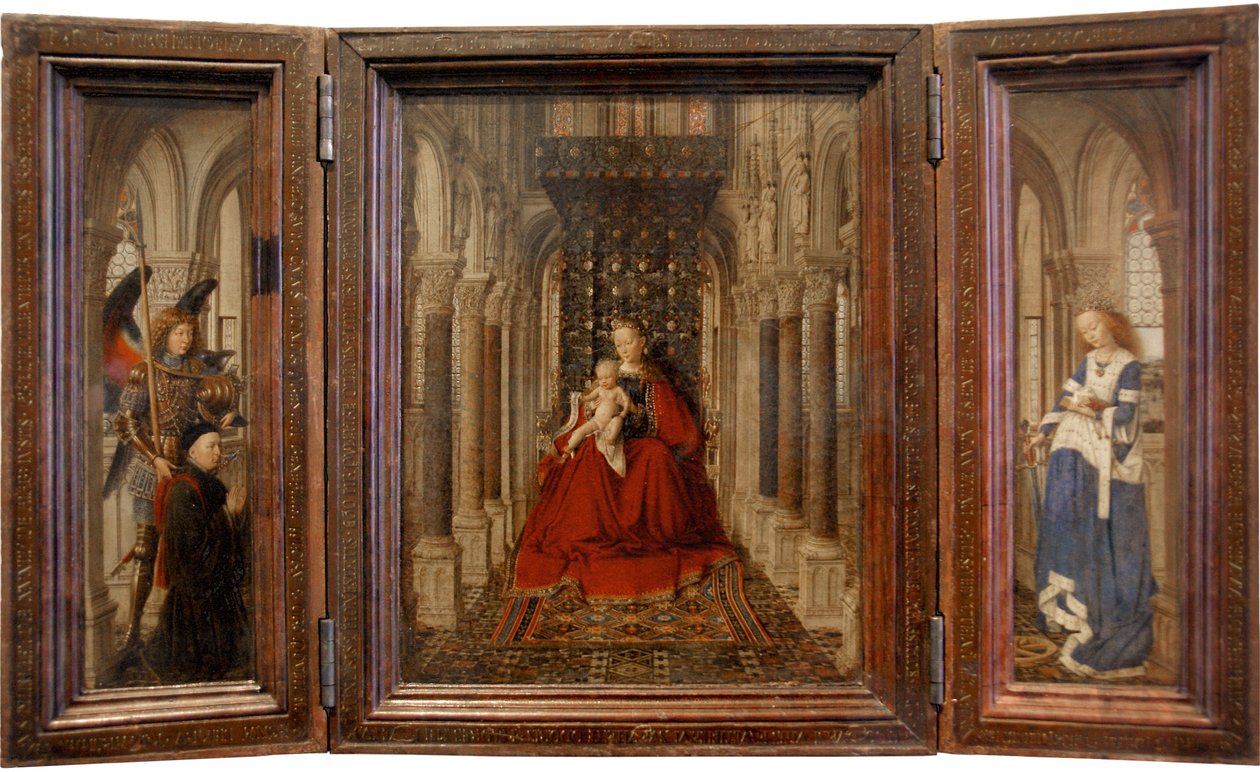 Jungfrau und Kind mit St. Michael und St. Katharina und einem Stifter von Jan van Eyck