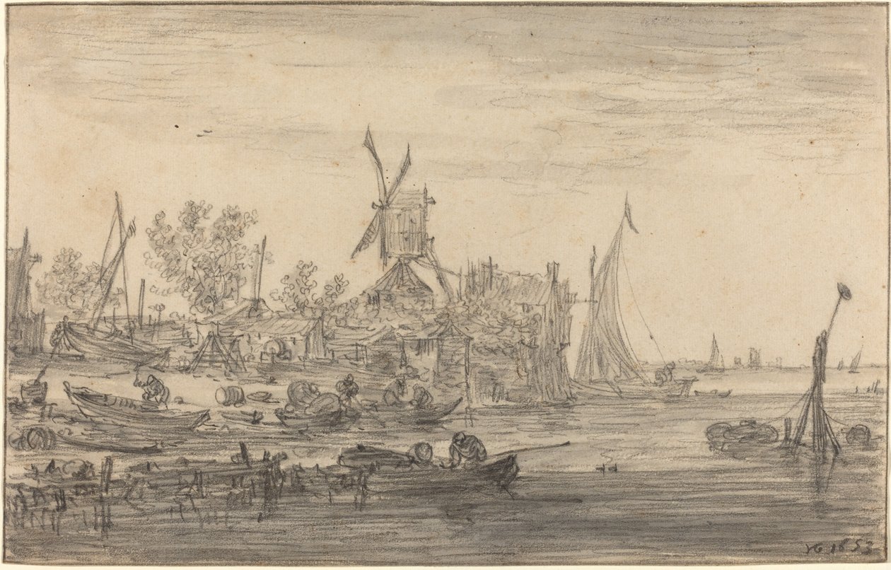 Küstenlandschaft mit Windmühle von Jan Josephsz van Goyen