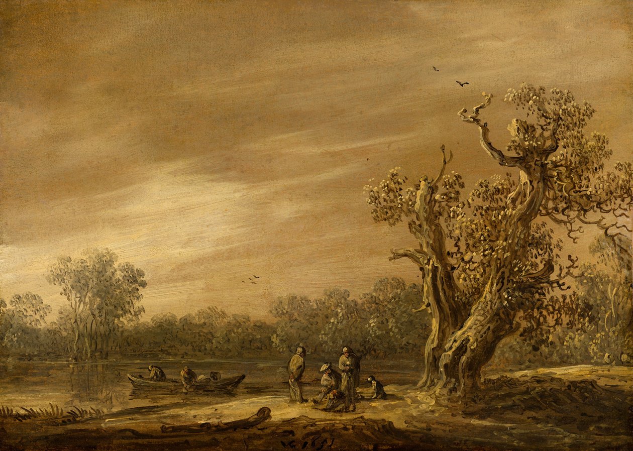 Fischer an den Ufern eines Teiches von Jan Josephsz van Goyen