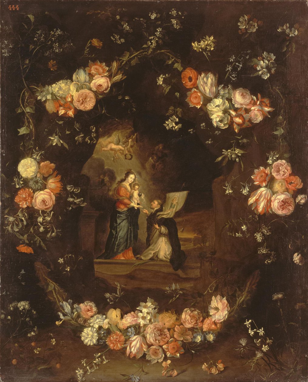 Madonna mit dem Kind und St. Ildephonsus, umrahmt von einem Blumenkranz von Jan van Kessel the Elder