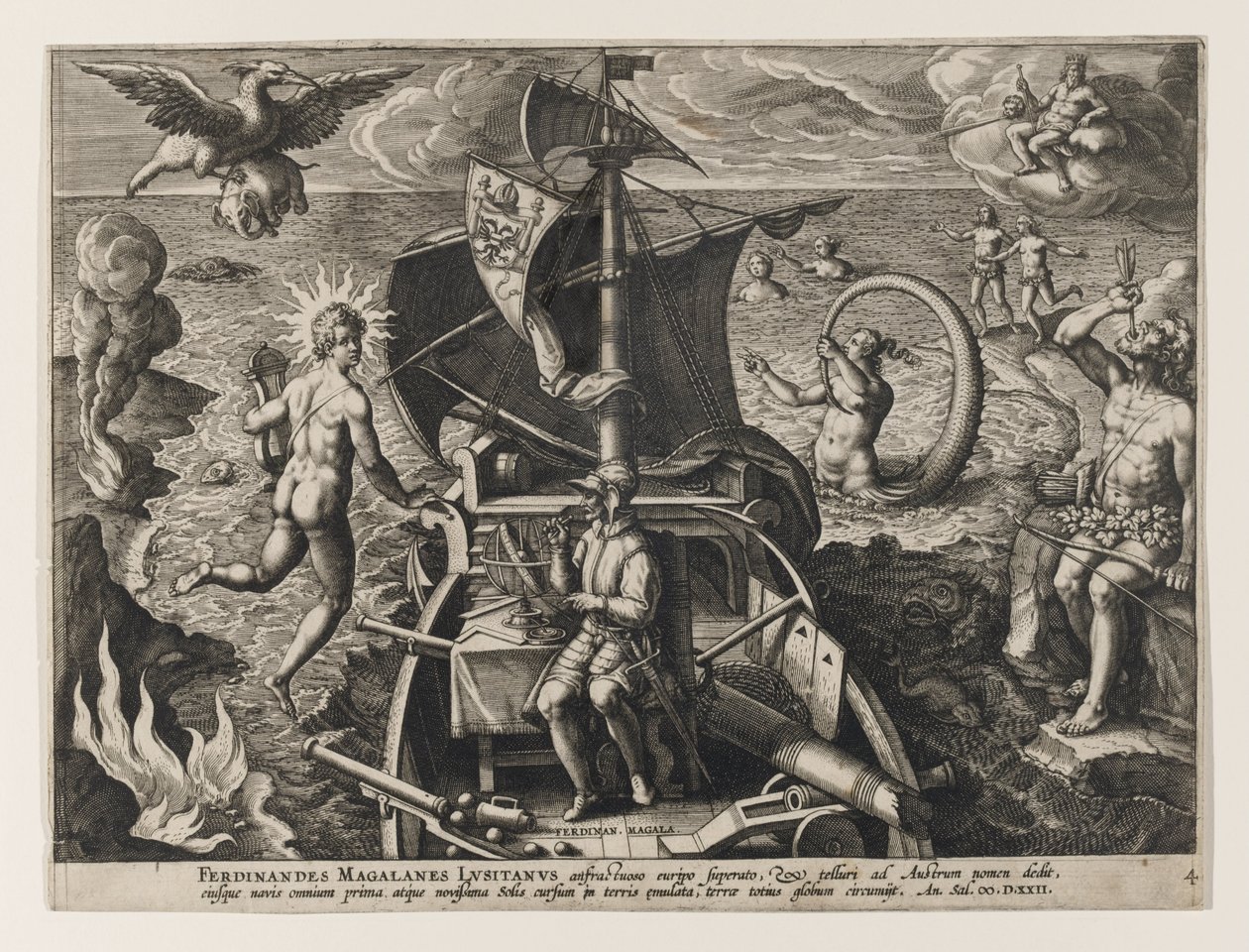 Ferdinandes Magalanes Lusitanus, Tafel 4 aus Americae Retectio von Jan van der Straet