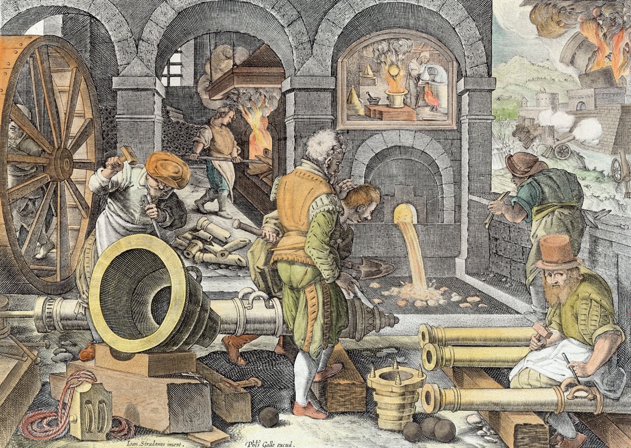 Die Erfindung des Schießpulvers und das erste Gießen von Bronzekanonen, Platte 4 aus 