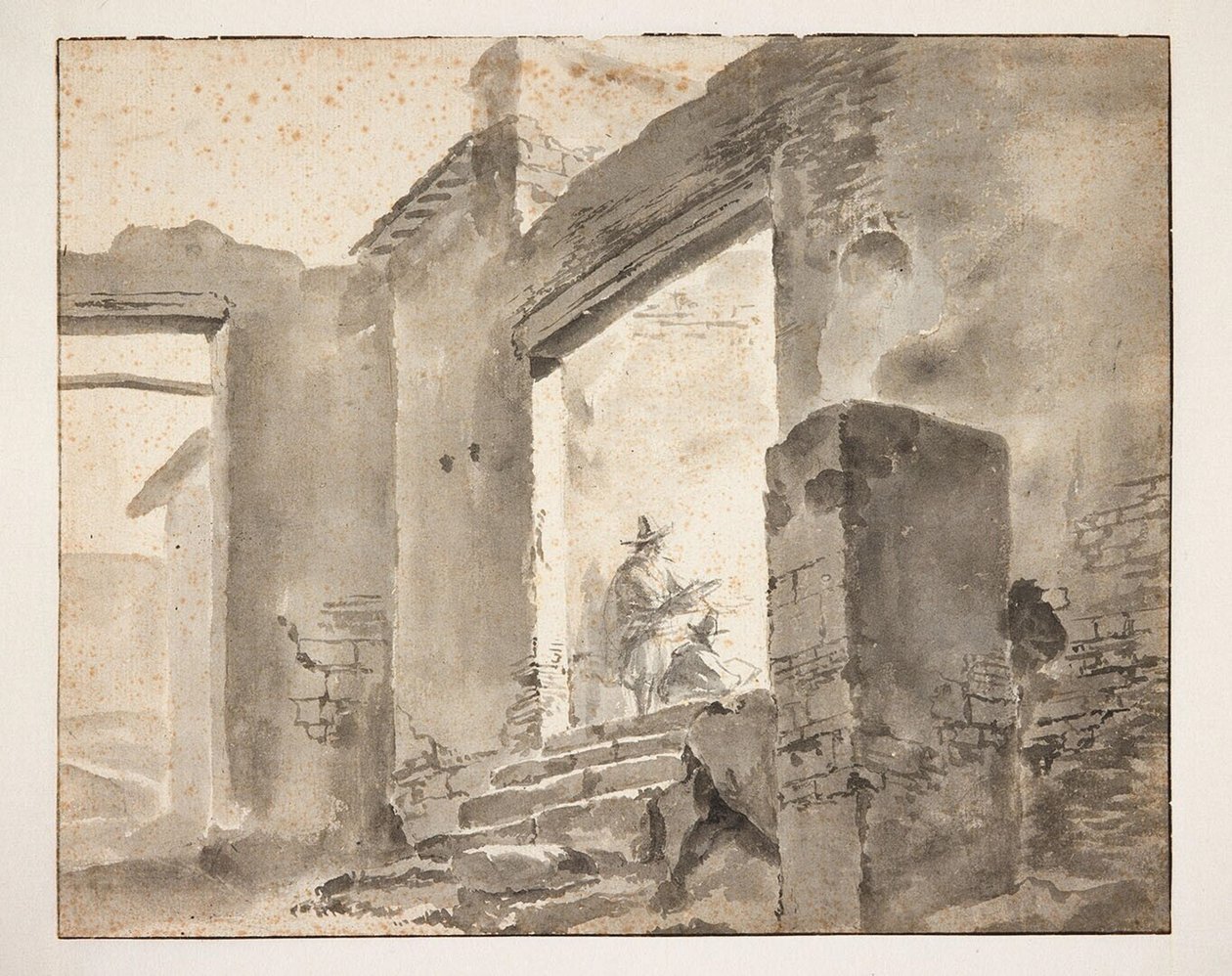 Zwei Zeichner in einer Ruine von Jan Baptist Weenix
