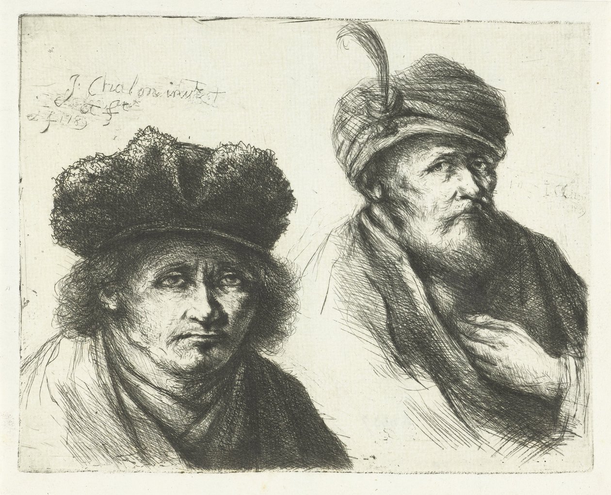 Zwei Männer, mit Hut und Turban von Jan Chalon