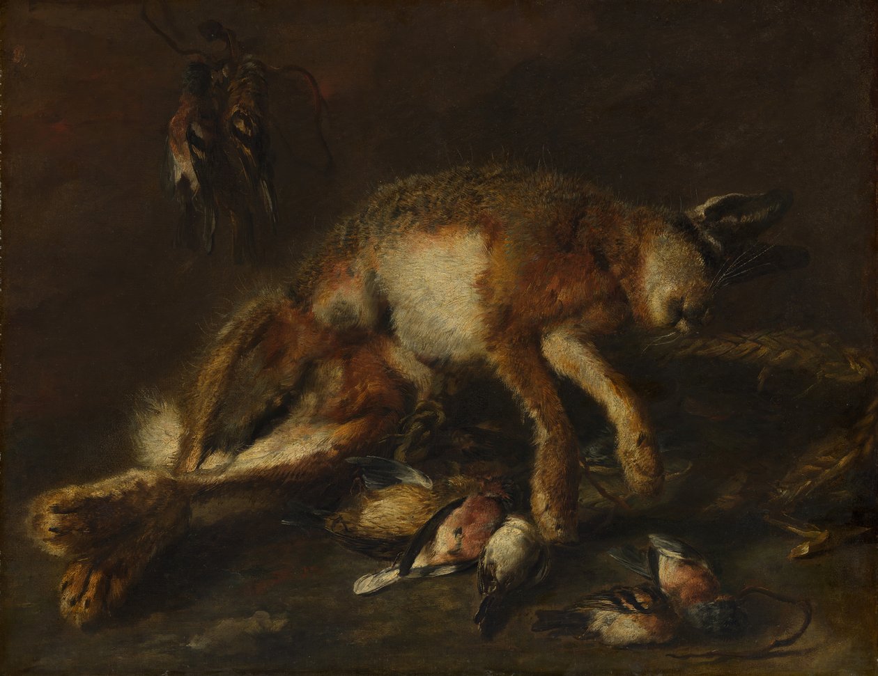 Ein Hase und Vögel von Jan Fyt