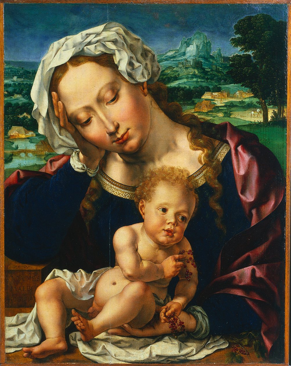 Jungfrau und Kind in einer Landschaft von Jan Gossaert